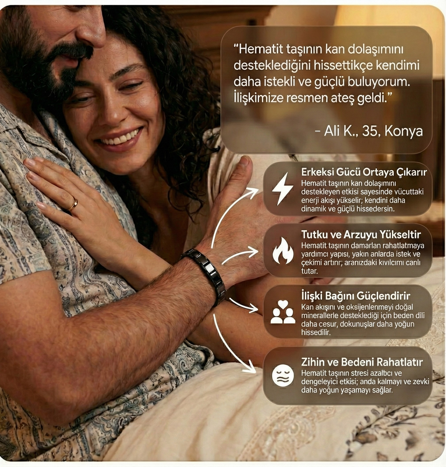 Derdeva – Maskülen Enerji, Libido ve Cinsel İstek Destekleyici Hematit Bileklik