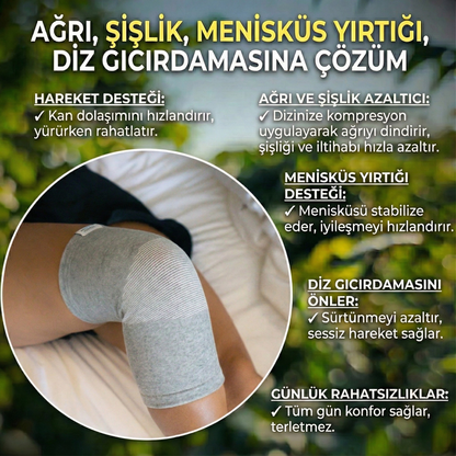 Derdeva Bambu Dizlik™ – Diz Ağrısı, Menisküs, Şişlik, Sertlik ve Dolaşım Destekleyici Kompresyon Dizlik