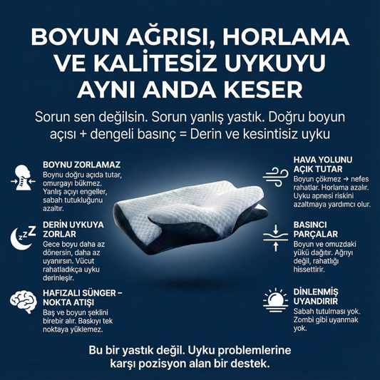 Derdeva Nefes & Boyun™  Boyun Ağrısı, Horlama ve Uyku Sırasında Nefes Alma Destekleyici Yastık