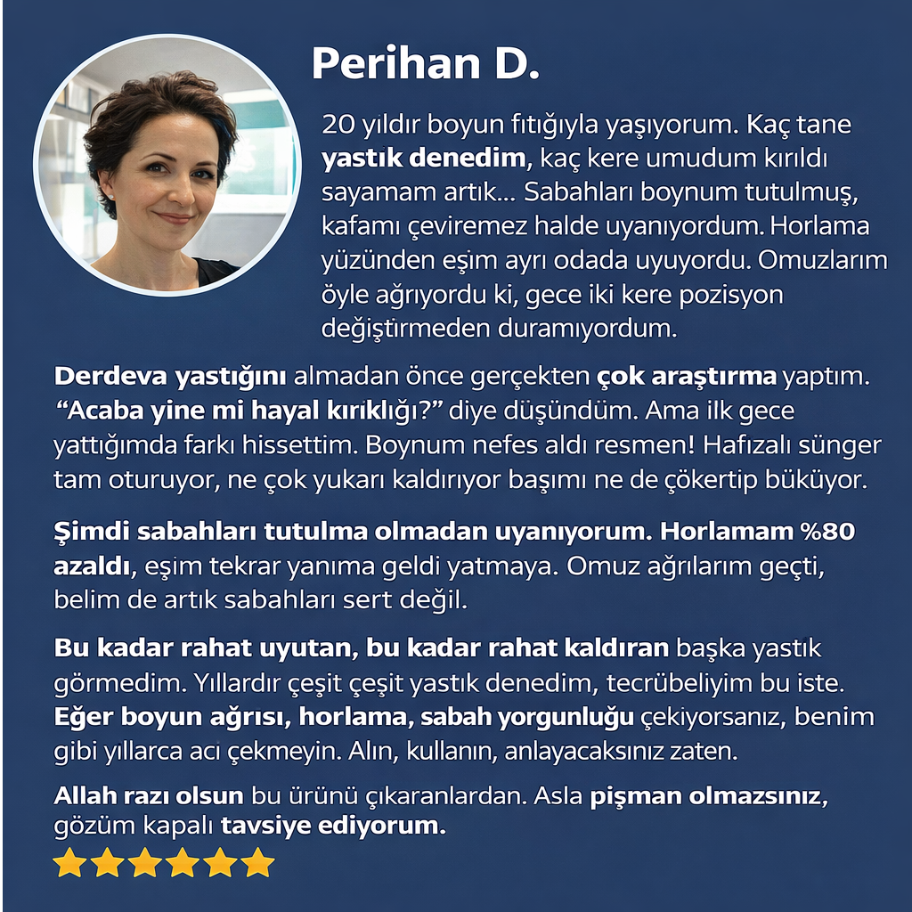 Derdeva Nefes & Boyun™  Boyun Ağrısı, Horlama ve Uyku Sırasında Nefes Alma Destekleyici Yastık