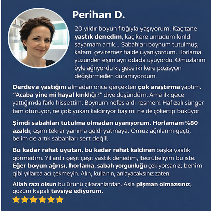 Derdeva Nefes & Boyun™  Boyun Ağrısı, Horlama ve Uyku Sırasında Nefes Alma Destekleyici Yastık