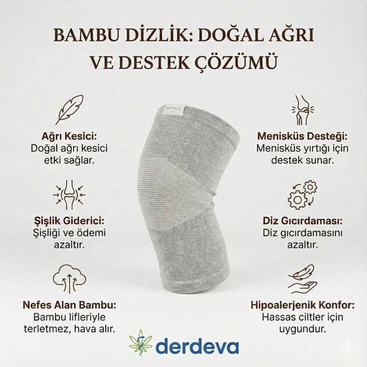 Derdeva Bambu Dizlik™ – Diz Ağrısı, Menisküs, Şişlik, Sertlik ve Dolaşım Destekleyici Kompresyon Dizlik